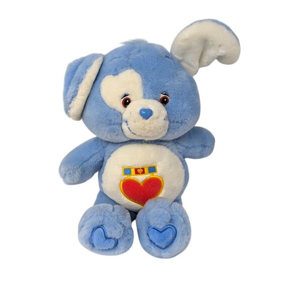 Vintage Care Bear Cousins Loyal Heart Dog Blue Plush Stuffed Animal Soft Toy 14"